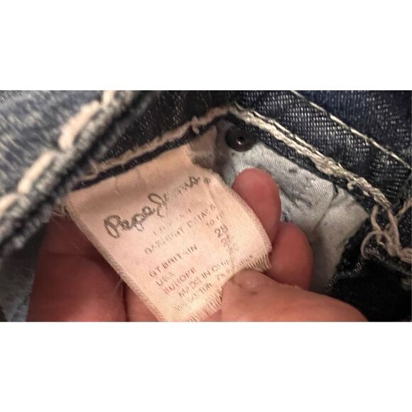 Pepe Jeans Womens Distressed Rolled Cuff Skinny Denim Low Rise Dark Wash Size 26 - Picture 11 of 13